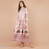 Trendy Petite Chanderi Cotton Kurtis, three-quarter sleeves, printed combo. M size with bust 38in, India origin